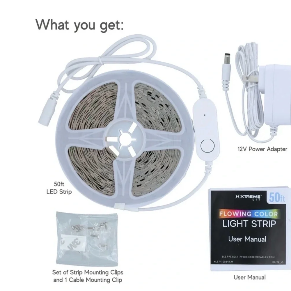 Xtreme Lit | 50FT Flowing Color Light Strip | 270 LEDs Bluetooth App Control NWT